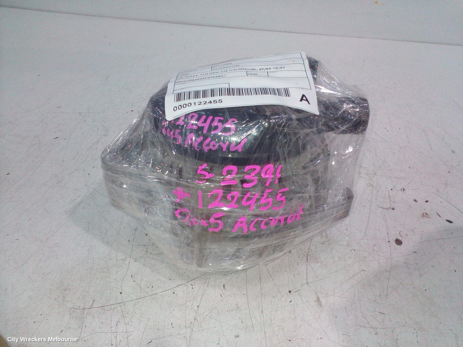 HONDA ACCORD ALTERNATOR, 3.0, J30A4, 7TH GEN, CM (VIN MRHCM), 09/2003 - 10/2007