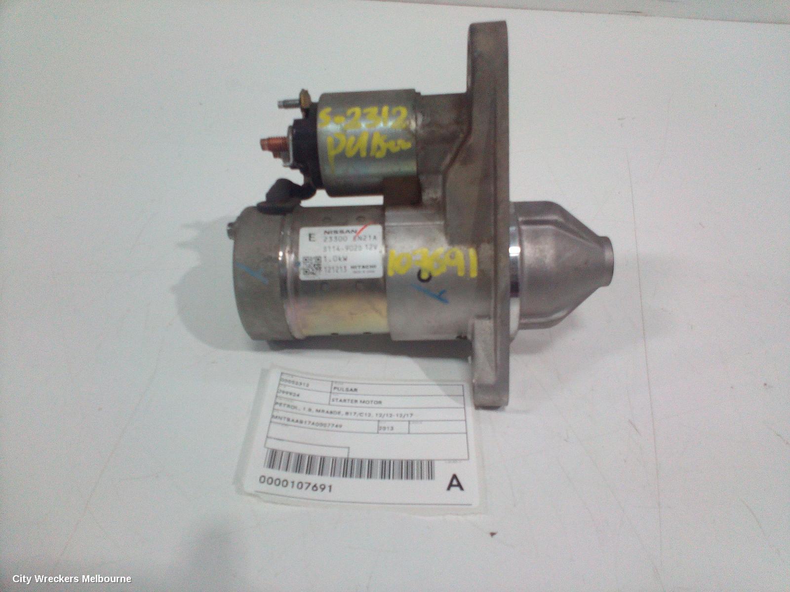 NISSAN PULSAR STARTER, PETROL, 1.8, MRA8DE, B17/C12, 12/2012 - 12/2017