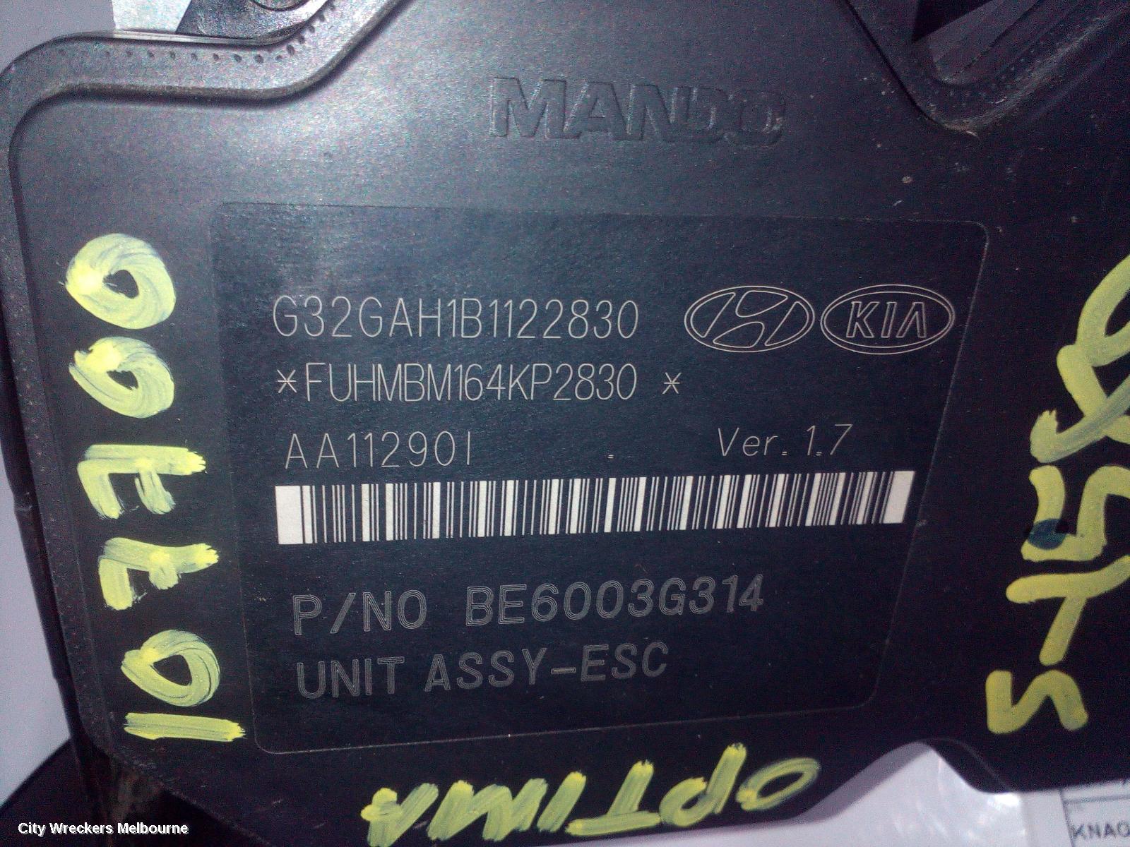KIA OPTIMA ABS PUMP/MODULATOR, TF, 01/2011 - 08/2013