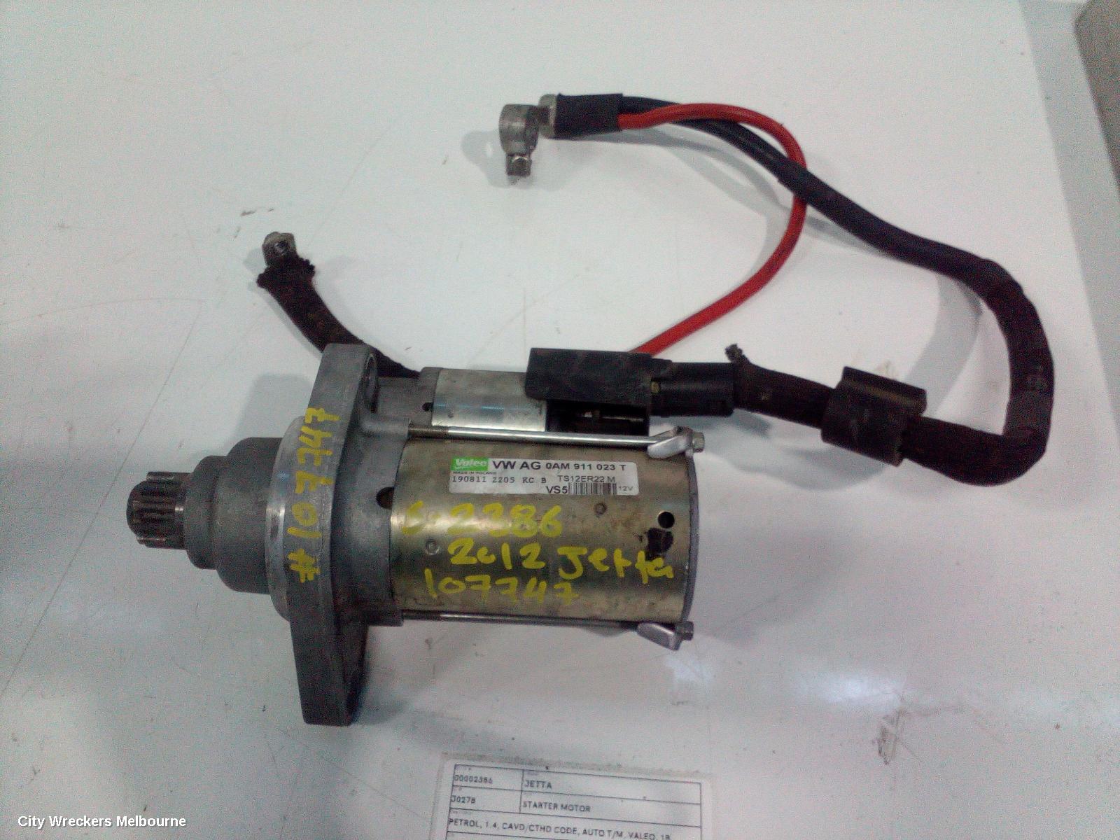 VOLKSWAGEN JETTA STARTER, PETROL, 1.4, CAVD/CTHD CODE, AUTO T/M, VALEO, 1B, 02/2011 - 12/2017