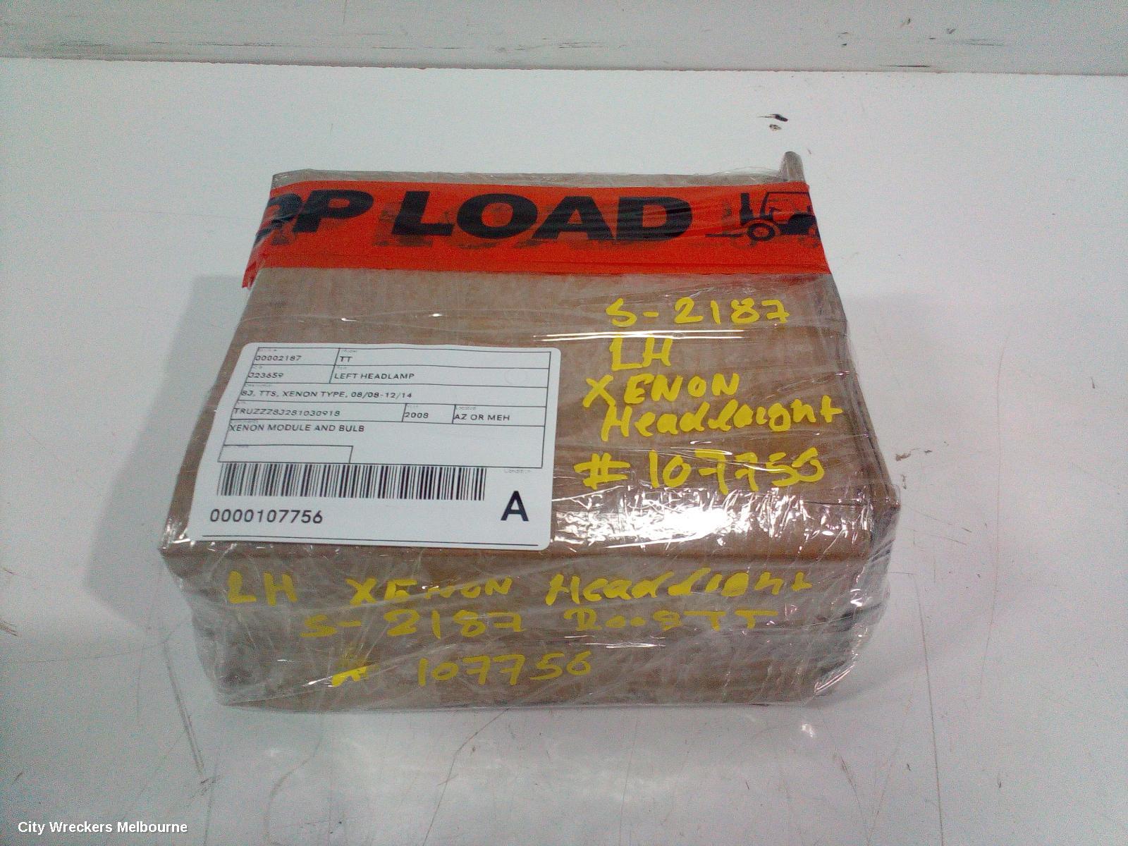 AUDI TT LEFT HEADLAMP, 8J, TTS, XENON TYPE, 08/2008 - 12/2014