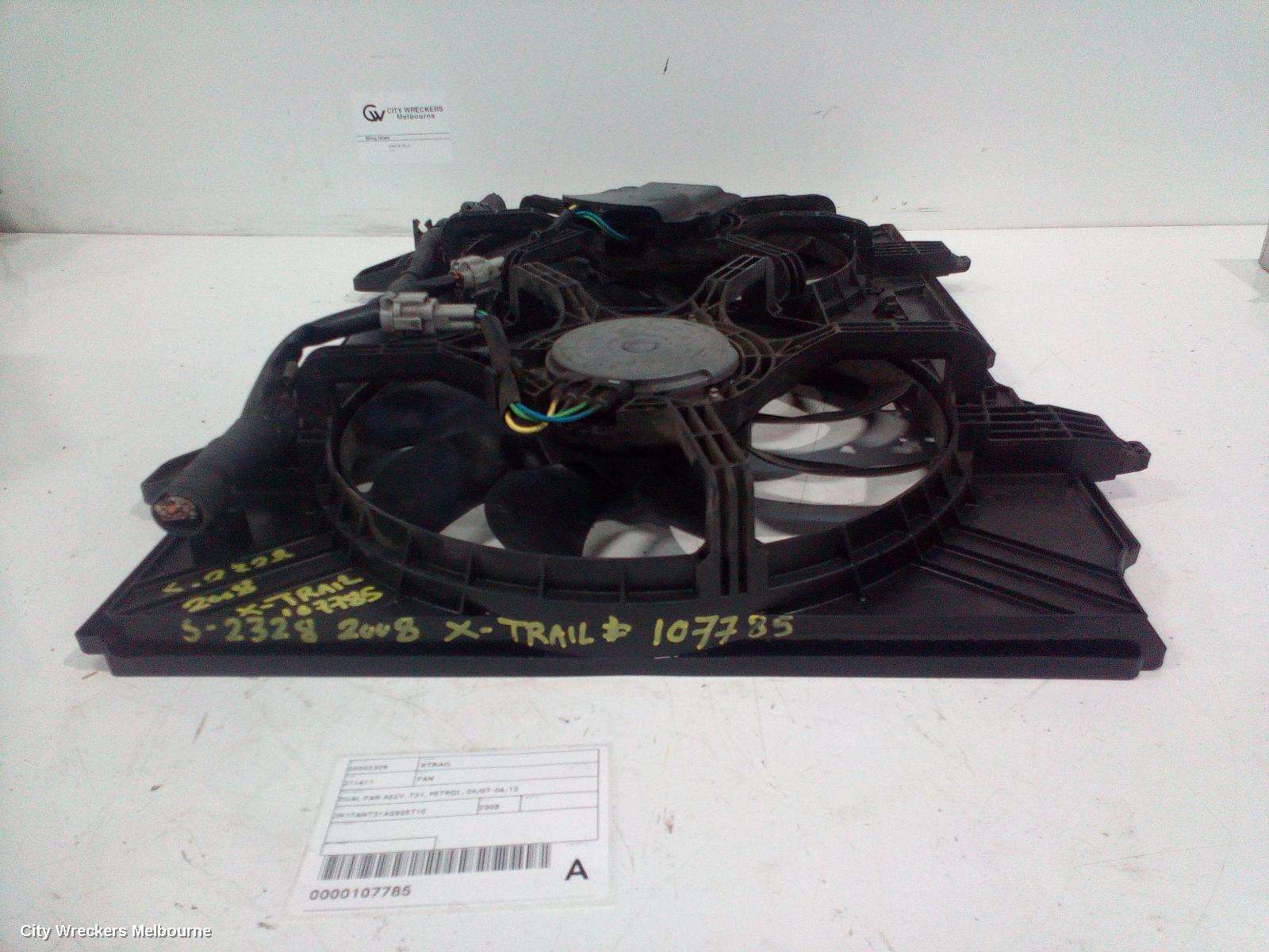 NISSAN XTRAIL FAN, DUAL FAN ASSY, T31, PETROL, 09/2007 - 06/2010