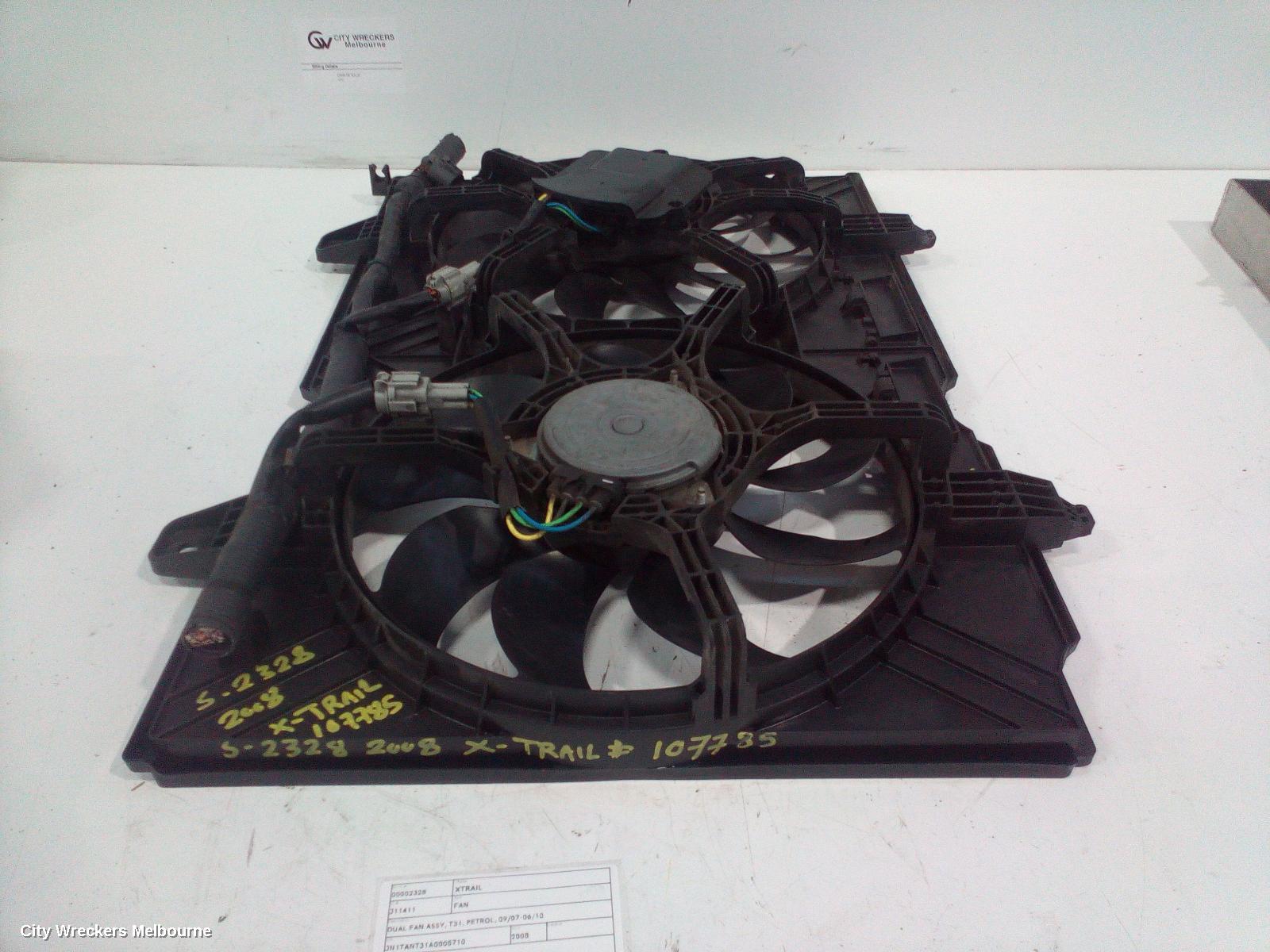 NISSAN XTRAIL FAN, DUAL FAN ASSY, T31, PETROL, 09/2007 - 06/2010
