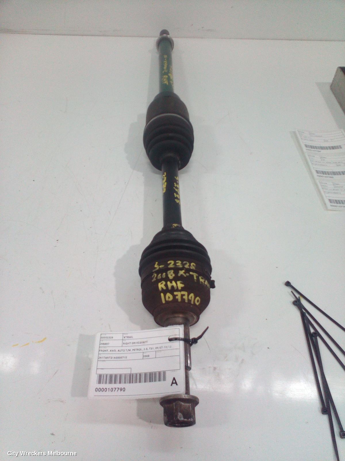NISSAN XTRAIL RIGHT DRIVESHAFT, FRONT, AWD, AUTO T/M, PETROL, 2.5, T31, 09/2007 - 12/2013