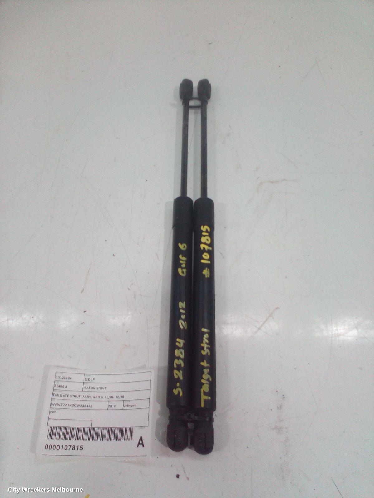 VOLKSWAGEN GOLF HATCH STRUT, TAILGATE STRUT (PAIR), GEN 6, 10/2008 - 12/2015