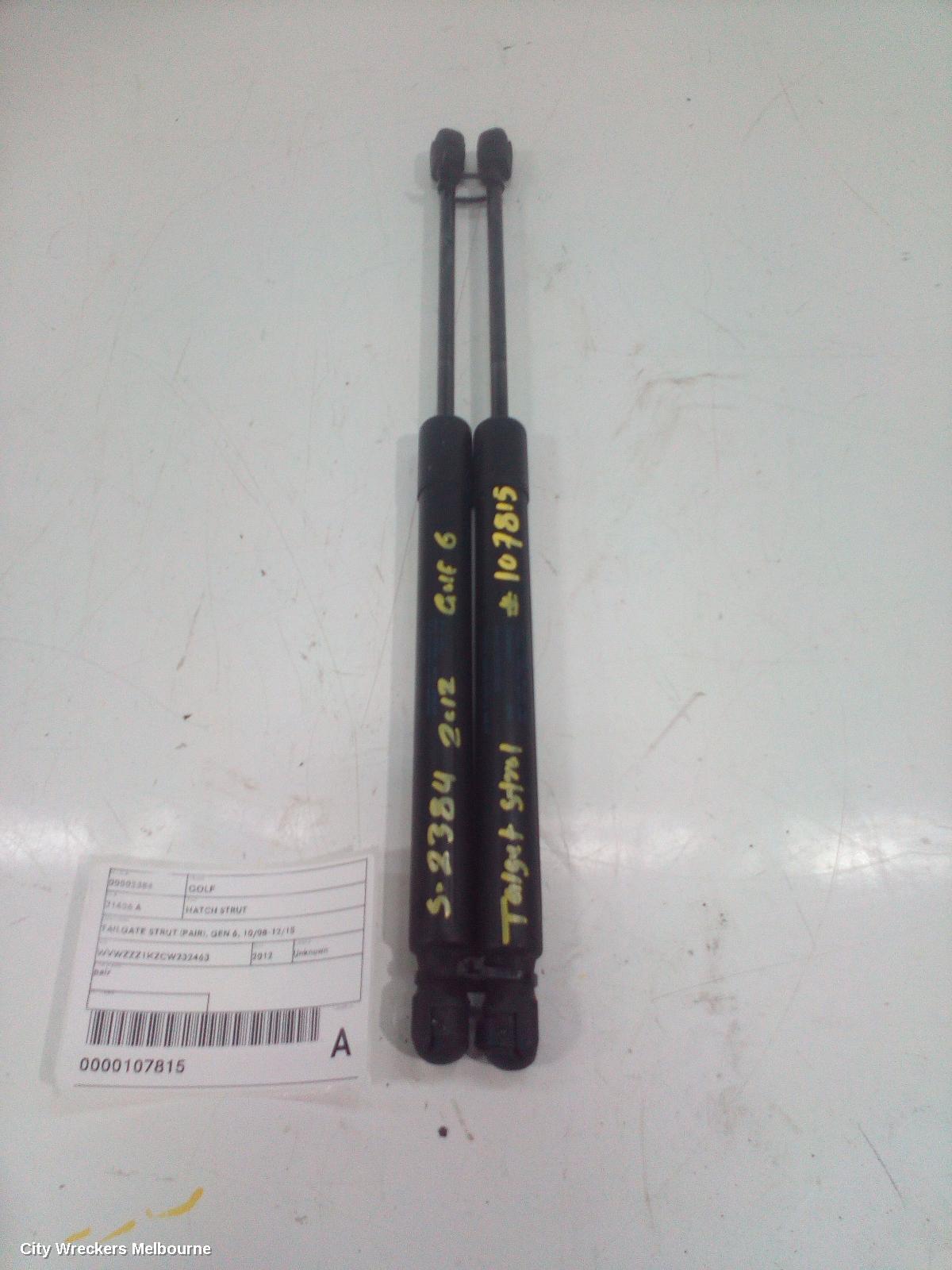 VOLKSWAGEN GOLF HATCH STRUT, TAILGATE STRUT (PAIR), GEN 6, 10/2008 - 12/2015