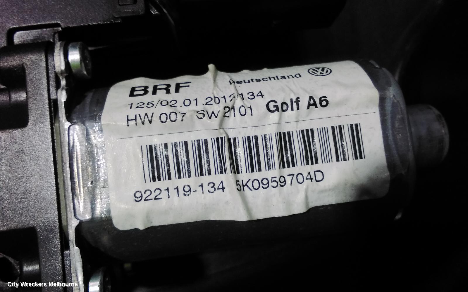 VOLKSWAGEN GOLF RIGHT REAR WND REG/MOTOR, GEN 6, HATCH, 10/2008 - 03/2013