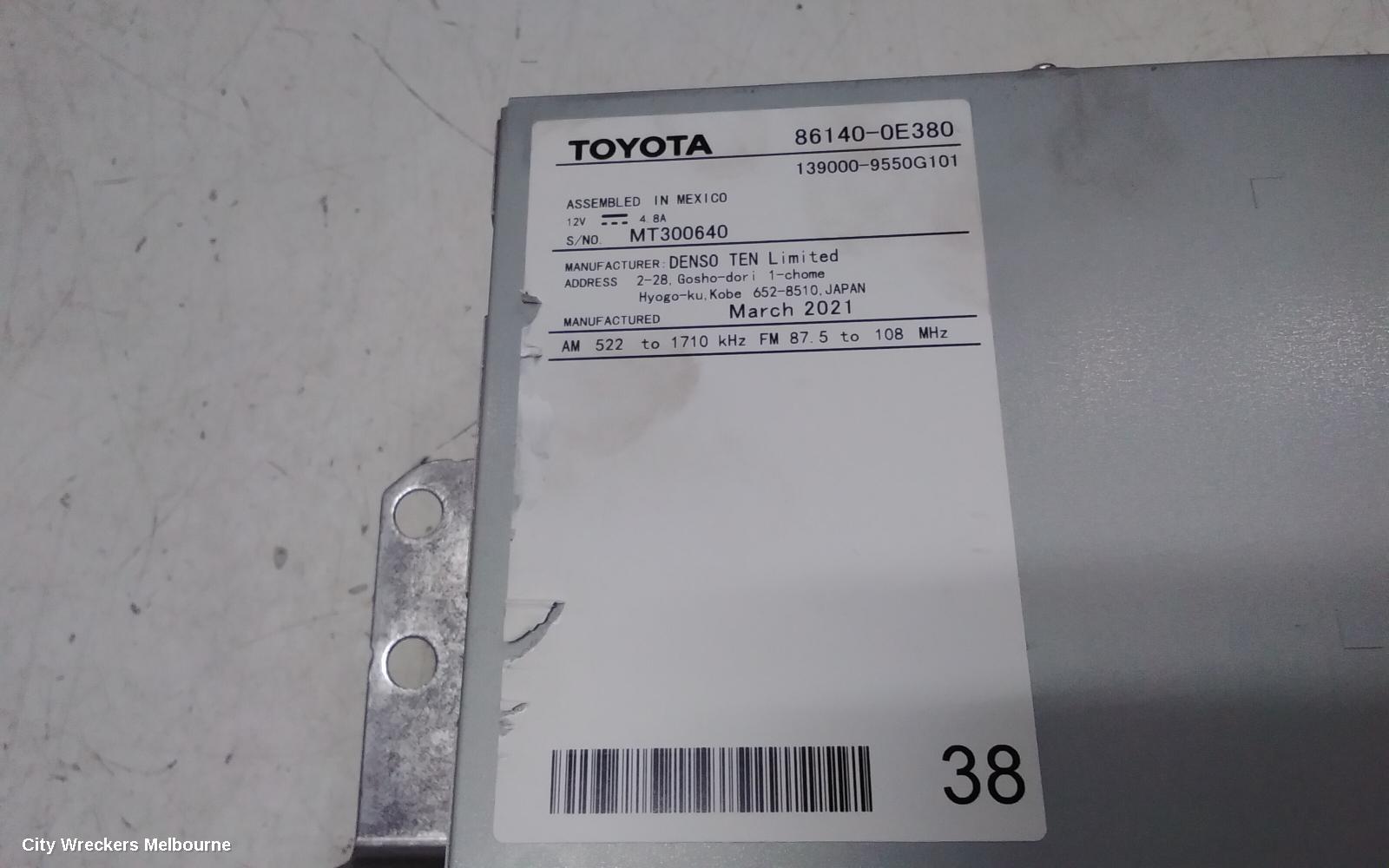 TOYOTA KLUGER RADIO/CD/DVD/SAT/TV, HEAD UNIT, W/ DISPLAY UNIT, 8IN TOUCHSCREEN, W/ SAT NAV TYPE, XU70 SERIES, 03/2021 - 07/2022