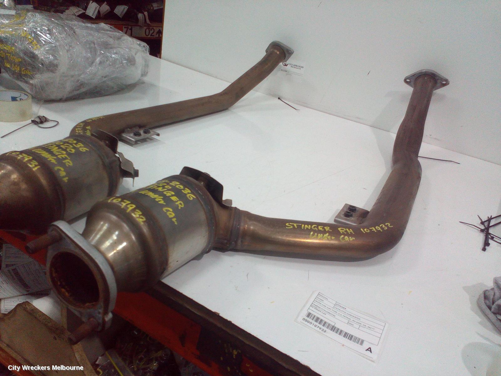 KIA STINGER CATALYTIC CONVERTER, UNDER CAR-CAT TYPE, 3.3, PETROL, RH SIDE, CK, 06/2017 - 04/2023