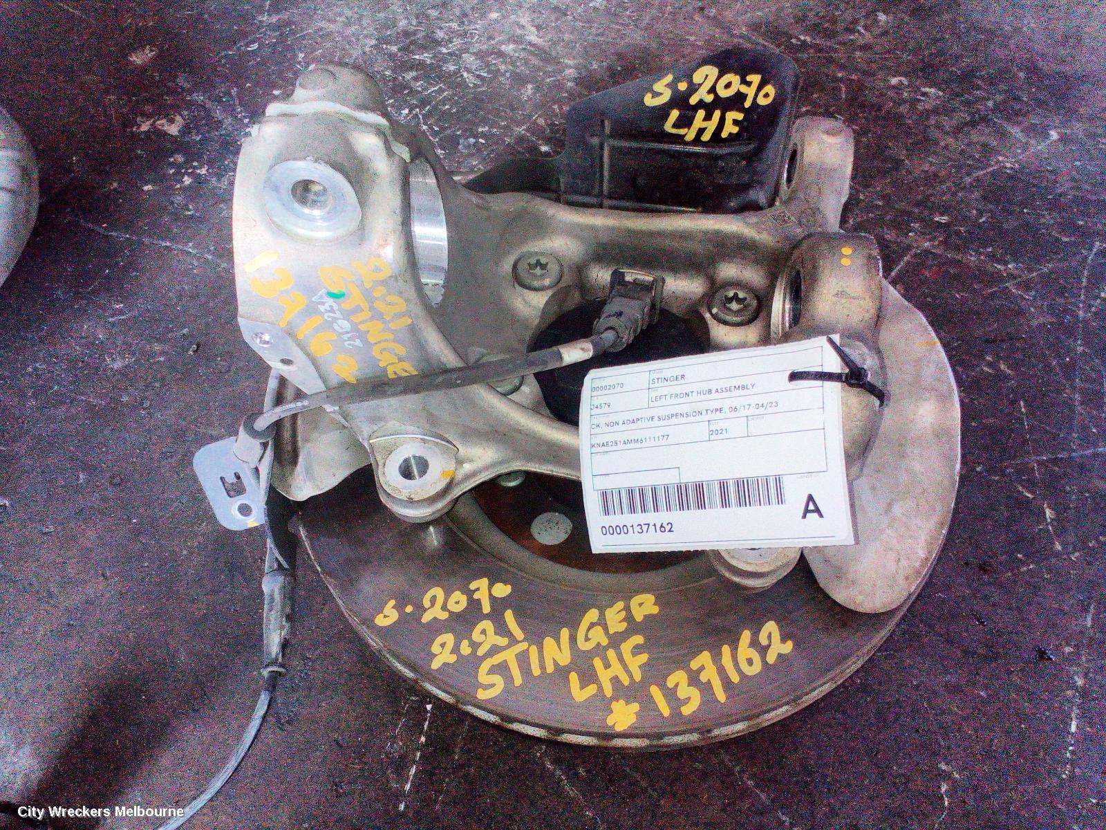 KIA STINGER LEFT FRONT HUB ASSEMBLY, CK, NON ADAPTIVE SUSPENSION TYPE, 06/2017 - 04/2023