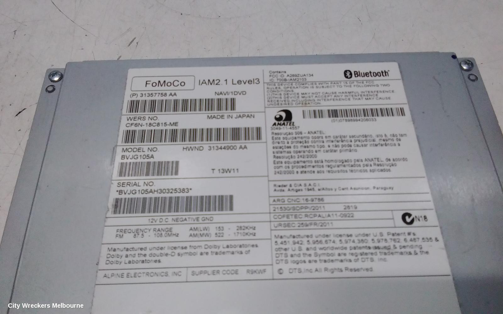 LAND ROVER RANGEROVER EVOQUE RADIO/CD/DVD/SAT/TV, DISPLAY SCREEN, L538, 11/2011 - 01/2019