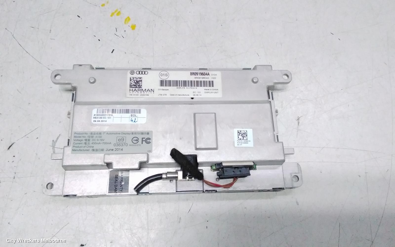 AUDI A4 RADIO/CD/DVD/SAT/TV, DISPLAY UNIT, 7IN, B8 8K, 02/2008 - 01/2016