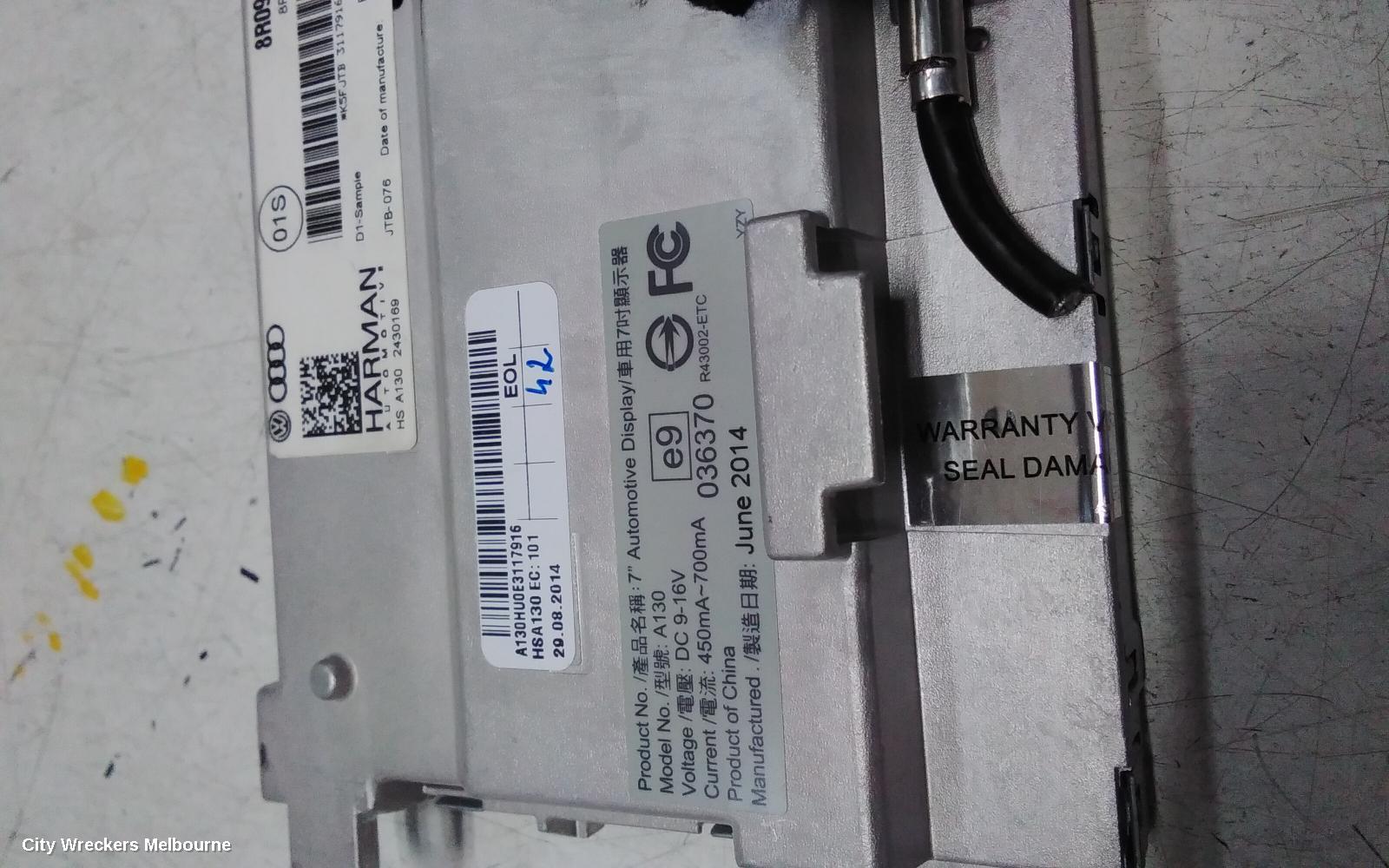 AUDI A4 RADIO/CD/DVD/SAT/TV, DISPLAY UNIT, 7IN, B8 8K, 02/2008 - 01/2016