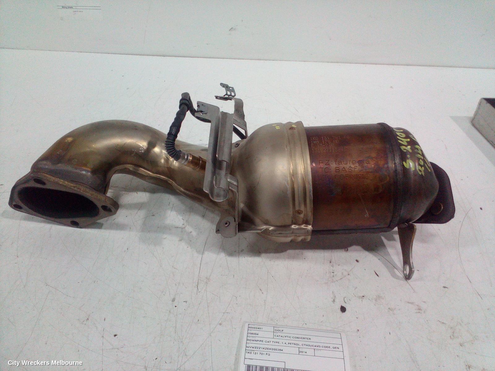 VOLKSWAGEN GOLF CATALYTIC CONVERTER, DOWNPIPE-CAT TYPE, 1.4, PETROL, CTHD/CAVD CODE, GEN 6, 10/2008 - 01/2016