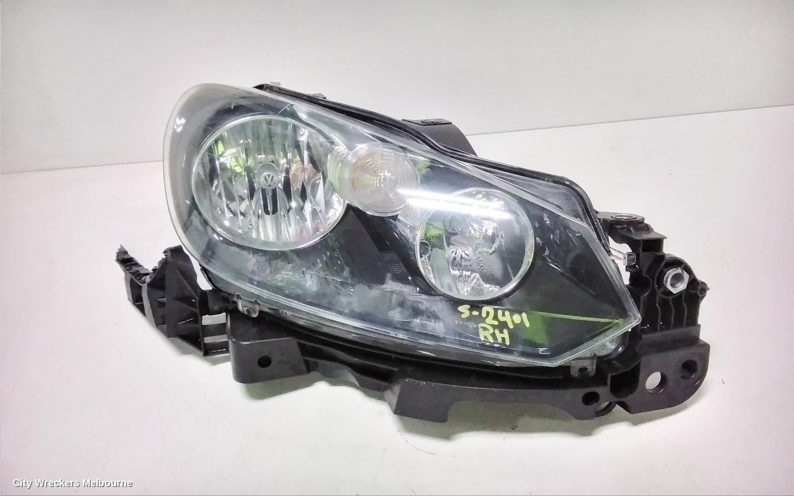 VOLKSWAGEN GOLF RIGHT HEADLAMP, GEN 6, CABRIO, HALOGEN TYPE, 07/2011 - 01/2016