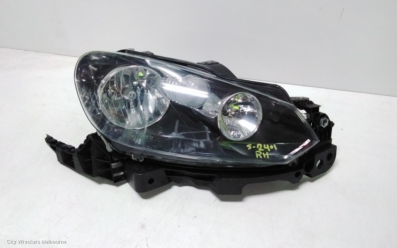 VOLKSWAGEN GOLF RIGHT HEADLAMP, GEN 6, CABRIO, HALOGEN TYPE, 07/2011 - 01/2016