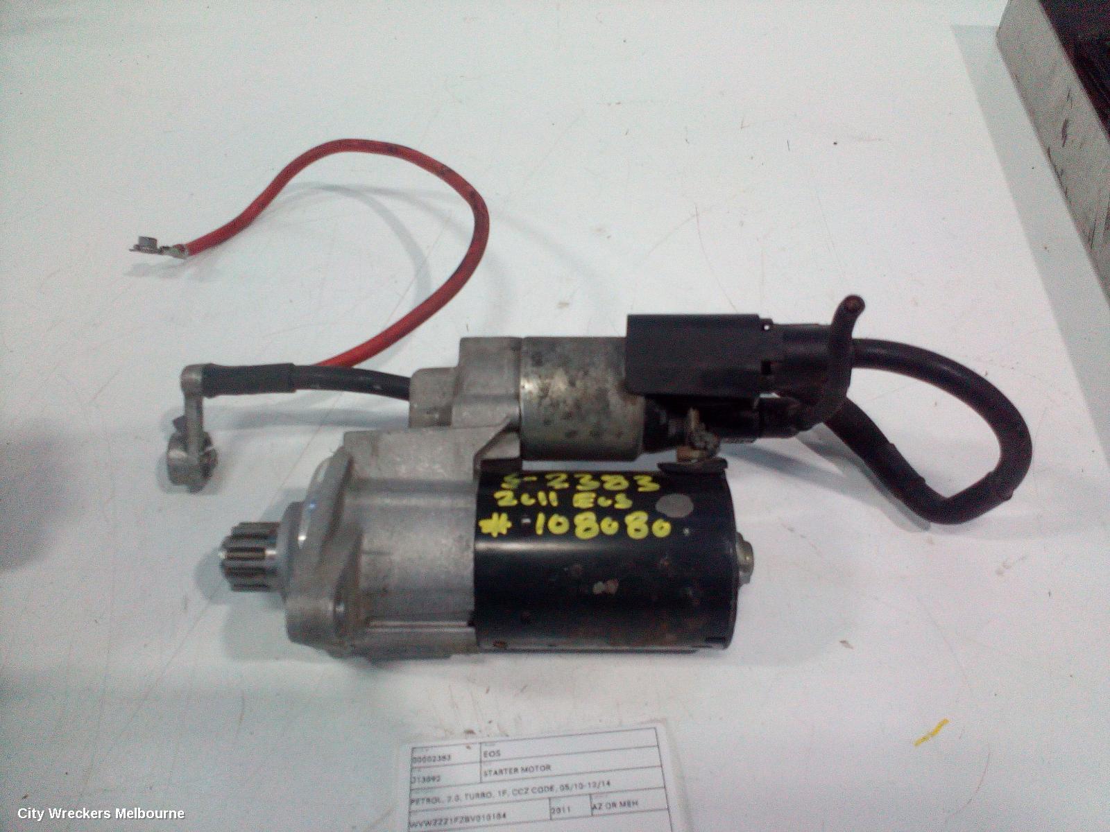 VOLKSWAGEN EOS STARTER, PETROL, 2.0, TURBO, 1F, CCZ CODE, 05/2010 - 12/2014