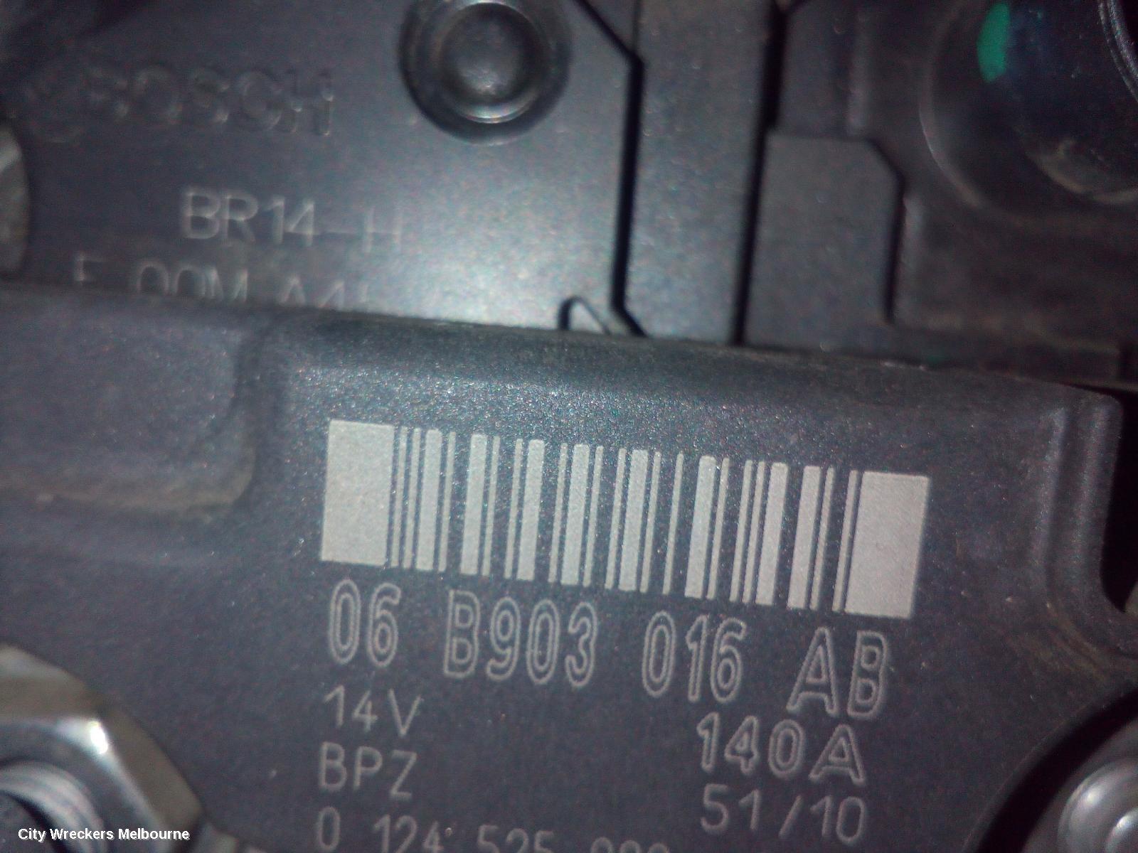 VOLKSWAGEN EOS ALTERNATOR, PETROL, 2.0, BOSCH P/N 06B903016AB, 1F, 08/2008 - 12/2014
