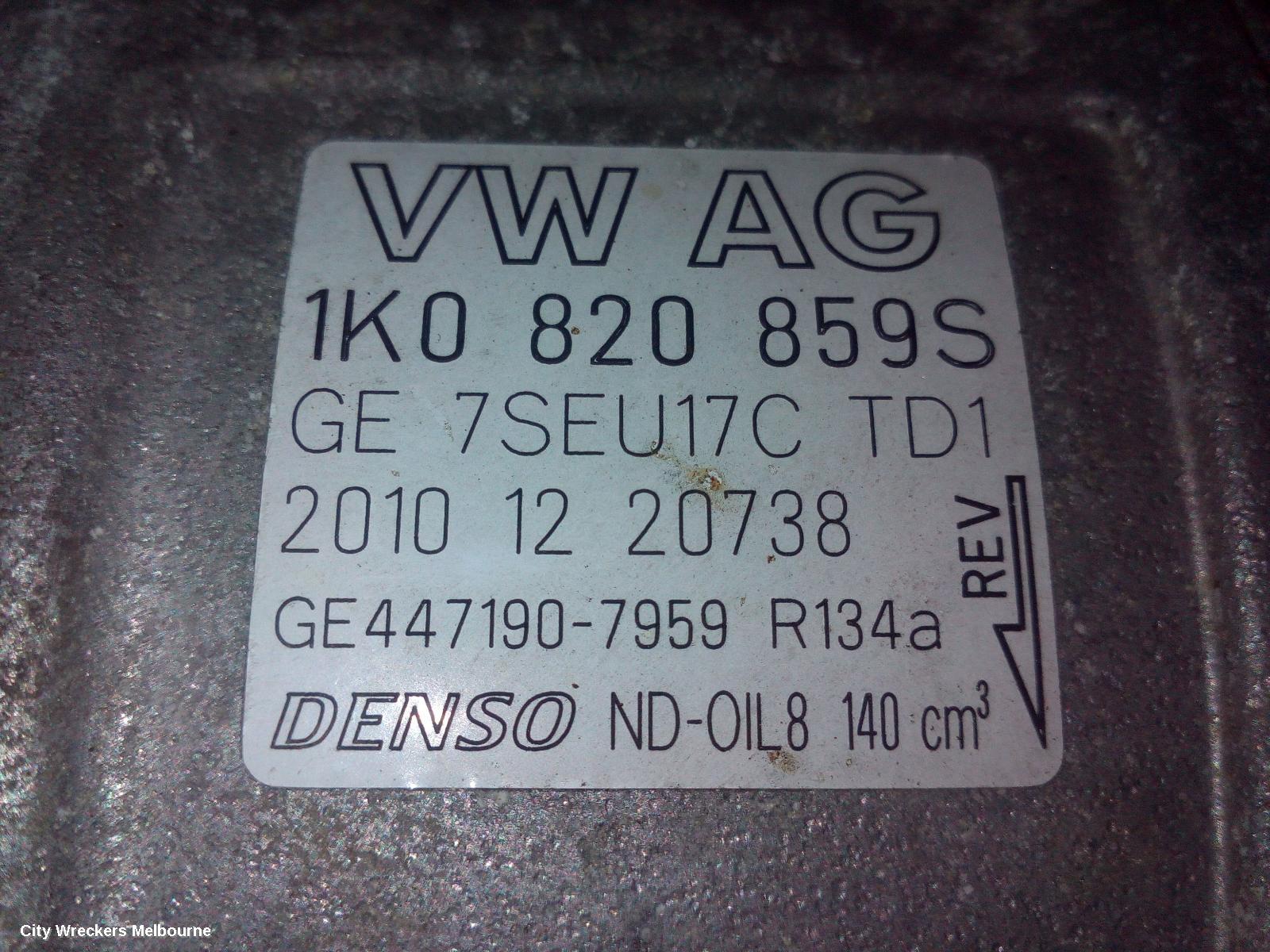 VOLKSWAGEN EOS A/C COMPRESSOR, 1F, PETROL, DENSO BRAND (7SEU17C), 02/2007 - 12/2014
