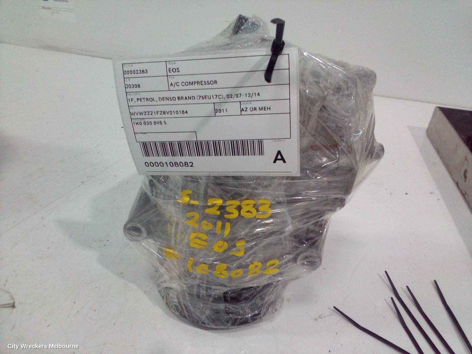 VOLKSWAGEN EOS A/C COMPRESSOR, 1F, PETROL, DENSO BRAND (7SEU17C), 02/2007 - 12/2014