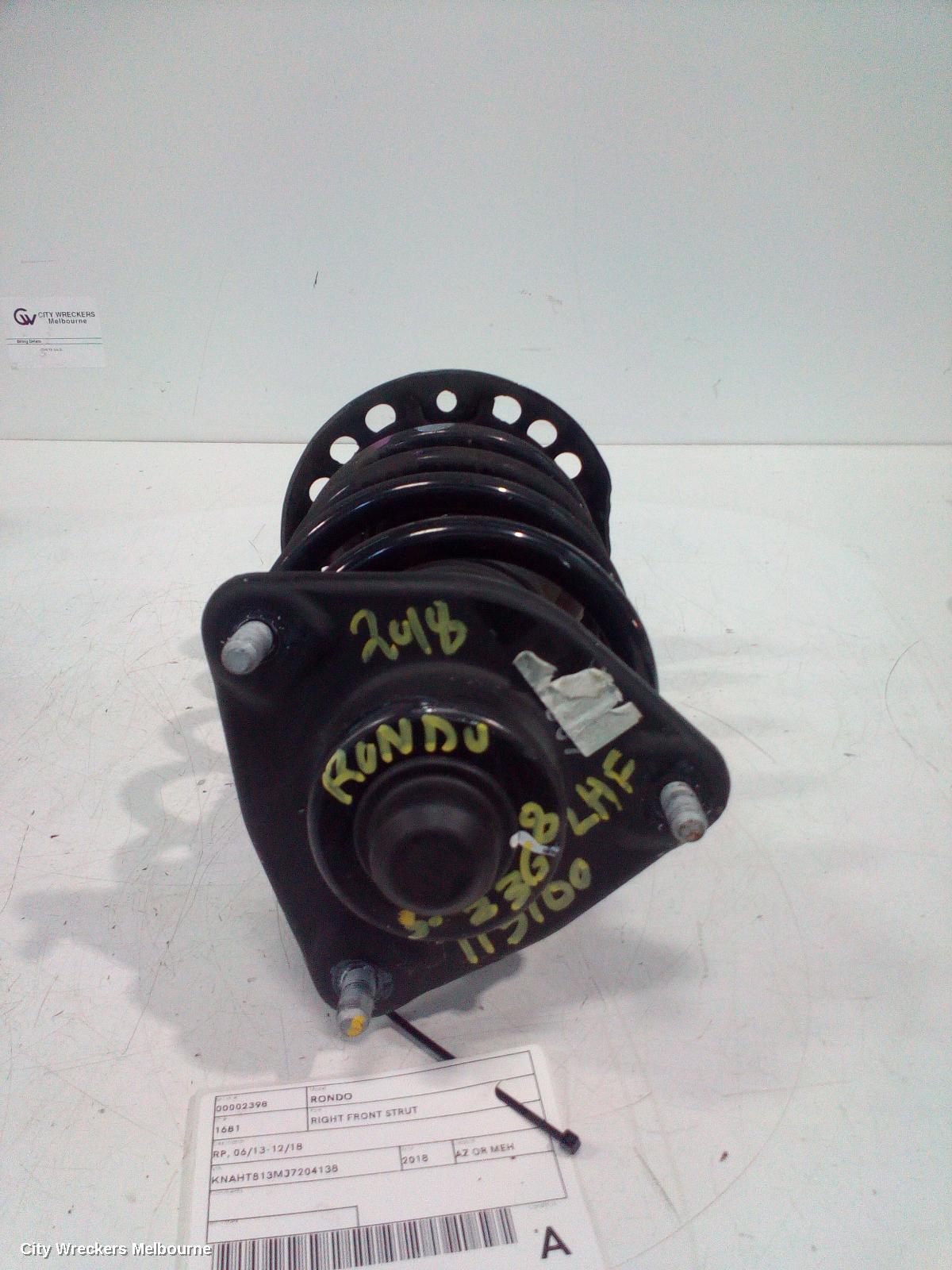 KIA RONDO RIGHT FRONT STRUT, RP, 06/2013 - 12/2018