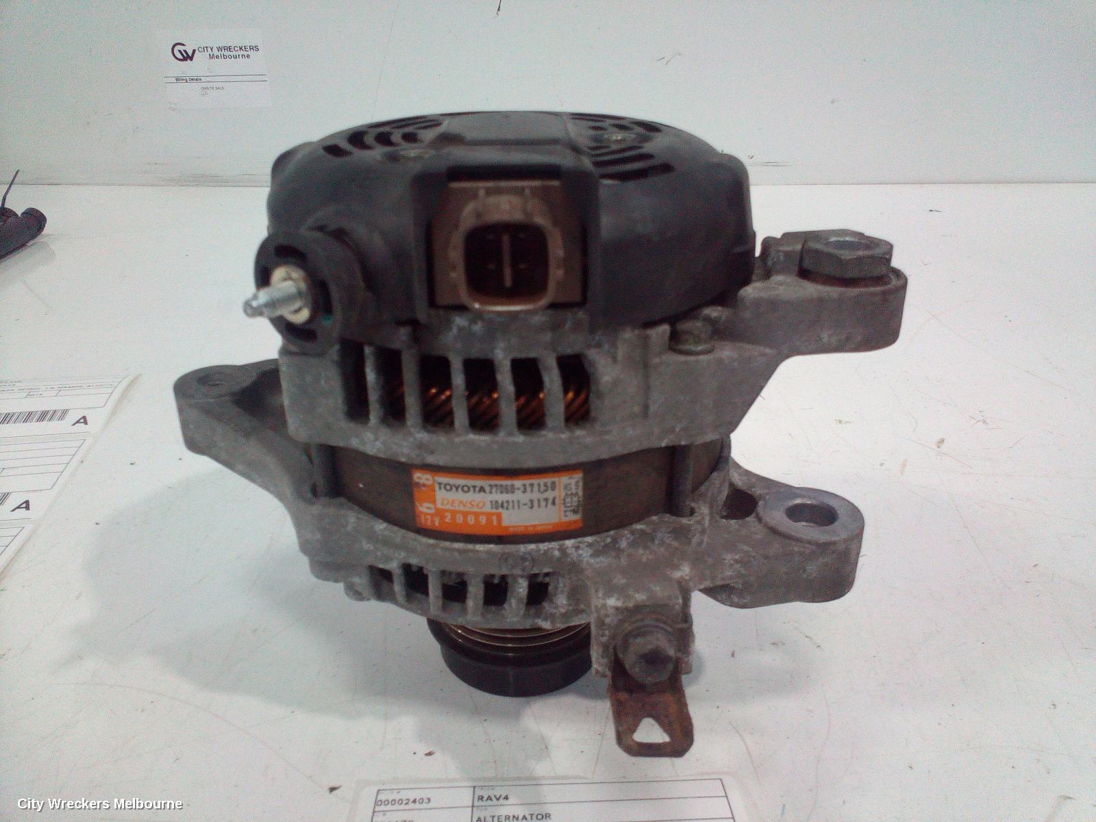 TOYOTA RAV4 ALTERNATOR, PETROL, 2.0, 3ZR-FE, 100AMP, ZSA42R, 12/2012 - 11/2018