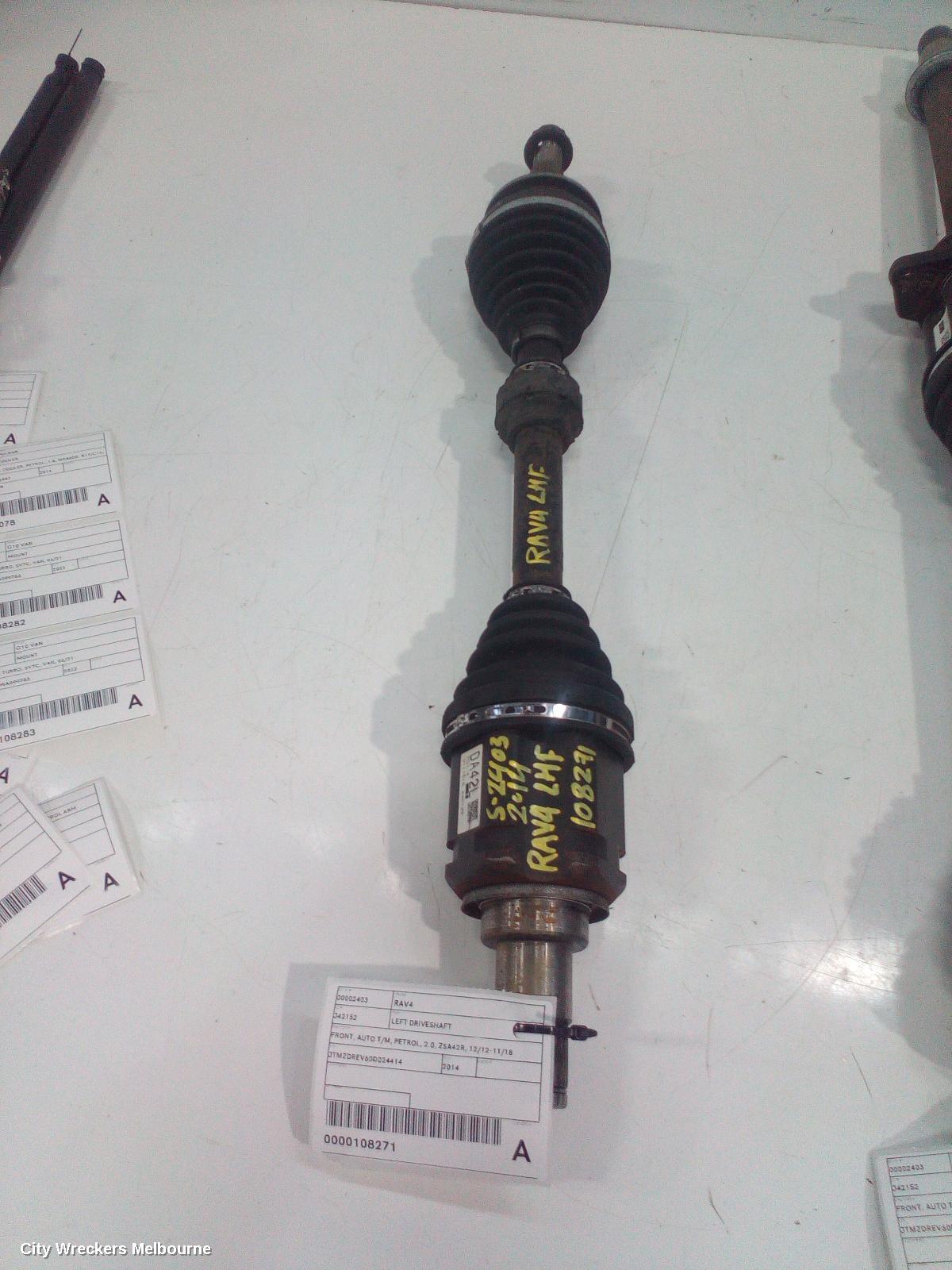 TOYOTA RAV4 LEFT DRIVESHAFT, FRONT, AUTO T/M, PETROL, 2.0, ZSA42R, 12/2012 - 11/2018