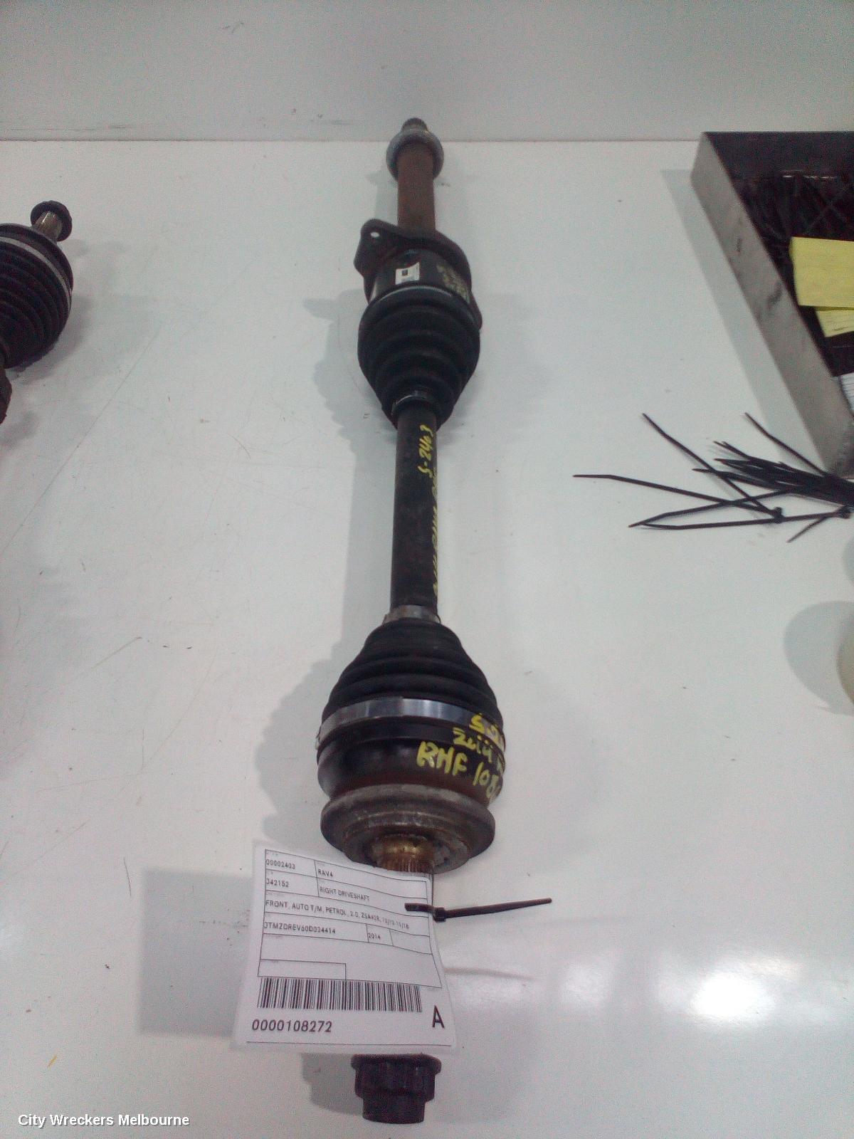 TOYOTA RAV4 RIGHT DRIVESHAFT, FRONT, AUTO T/M, PETROL, 2.0, ZSA42R, 12/2012 - 11/2018