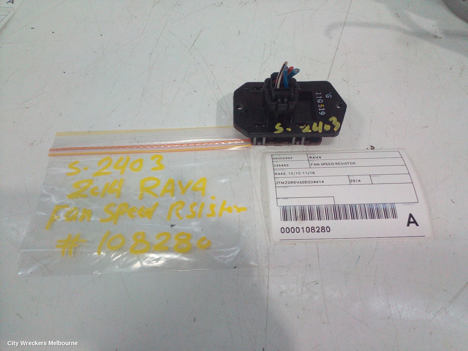 TOYOTA RAV4 FAN SPEED RESISTOR, XA40, 12/2012 - 11/2018