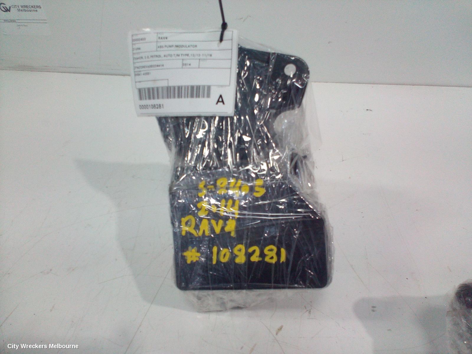 TOYOTA RAV4 ABS PUMP/MODULATOR, ZSA42R, 2.0, PETROL, AUTO T/M TYPE,12/2012 - 11/2018
