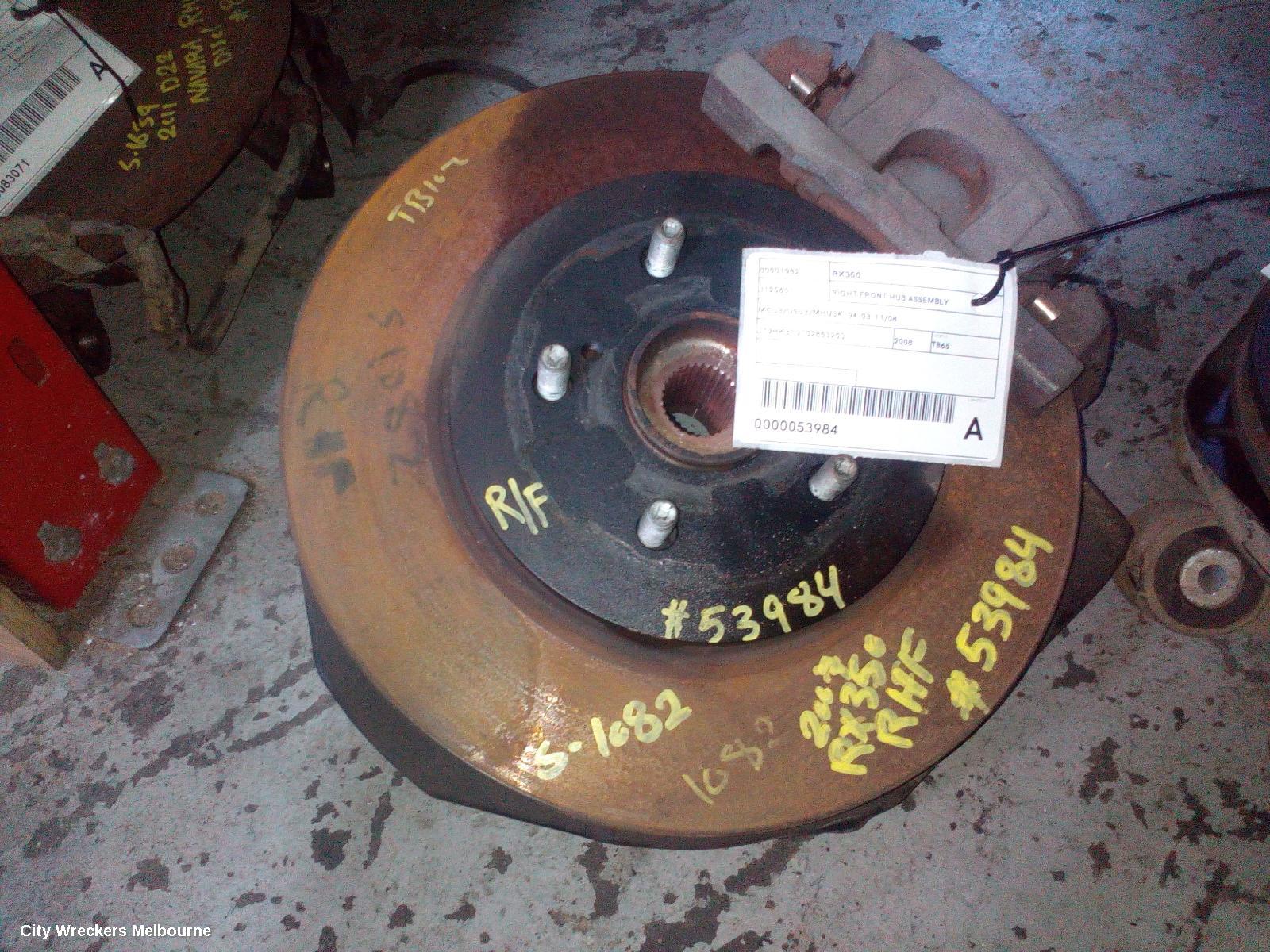 LEXUS RX SERIES RIGHT FRONT HUB ASSEMBLY, MCU3/GSU3/MHU3#, 04/2003 - 11/2008