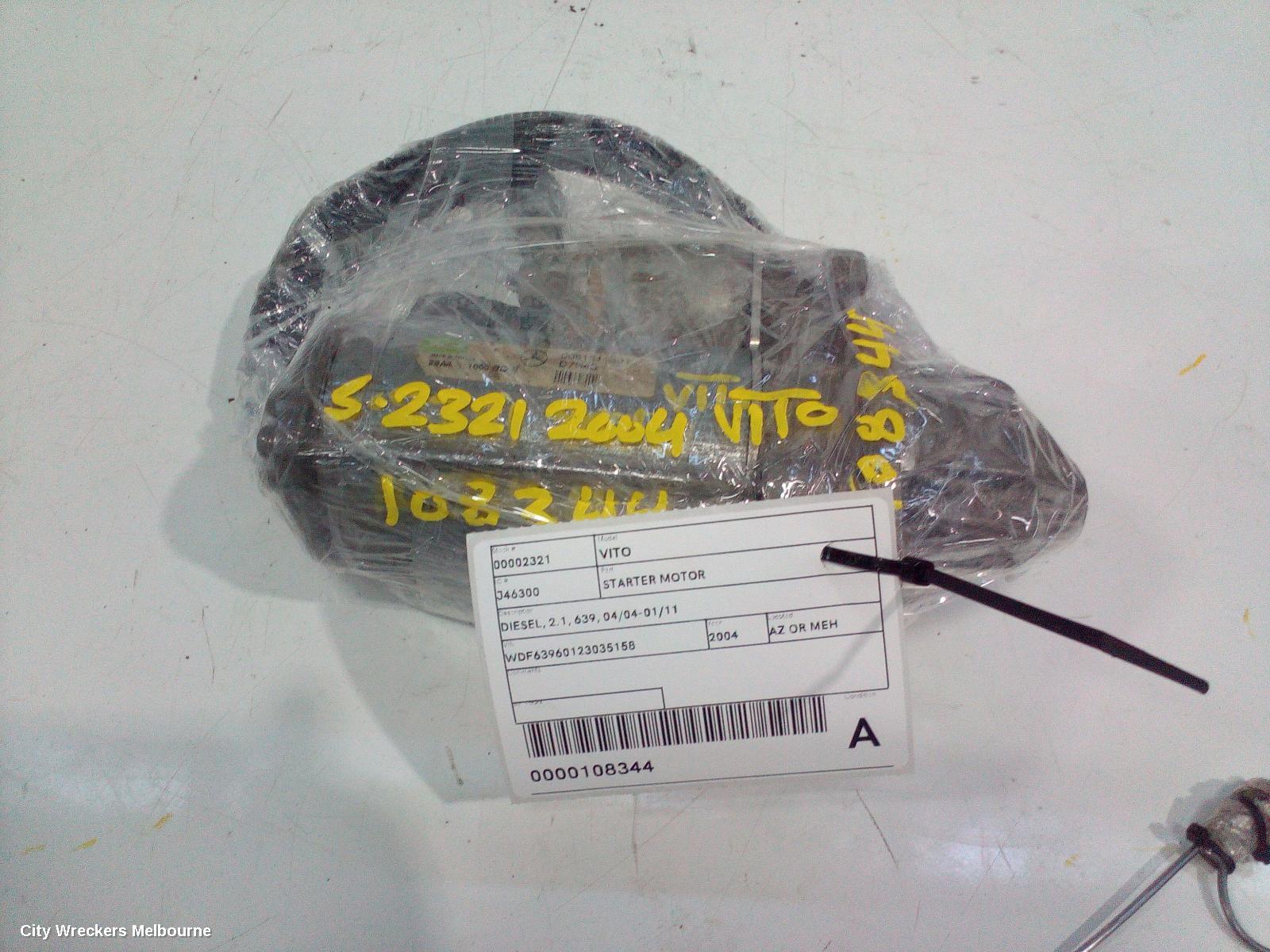 MERCEDES VITO STARTER, DIESEL, 2.1, 639, 04/2004 - 01/2011