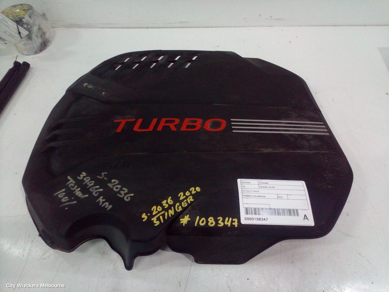 KIA STINGER ENGINE COVER, CK, 06/2017 - 04/2023