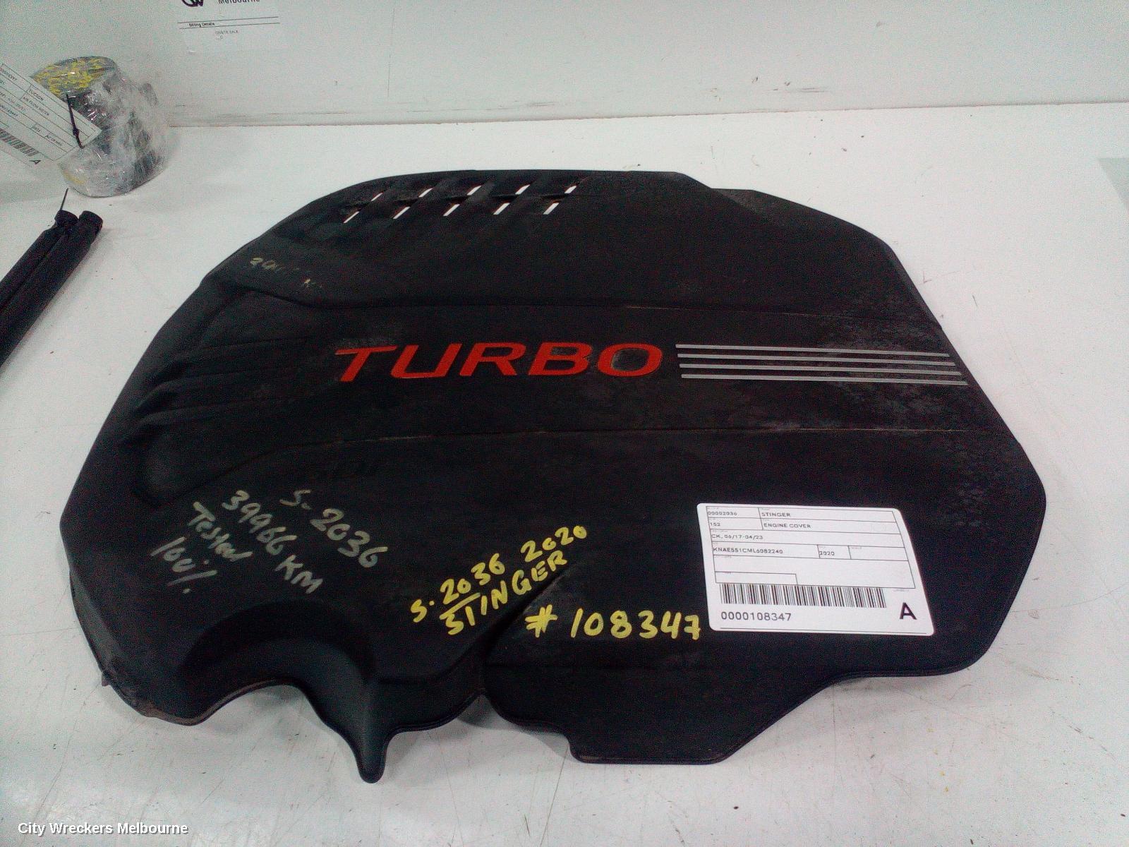 KIA STINGER ENGINE COVER, CK, 06/2017 - 04/2023