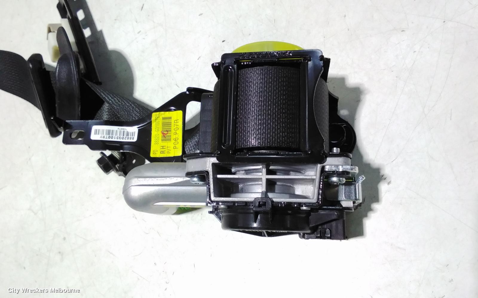 HYUNDAI I30 SEATBELT/STALK, RH FRONT, SEAT BELT ONLY, BLACK, PD, HATCH (S.KOREA VIN KMHH), 03/2017 ONWARDS