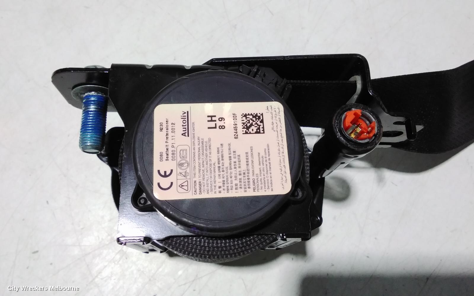 HOLDEN COLORADO SEATBELT/STALK, LH FRONT, SEAT BELT ONLY, DUAL CAB, RG, 01/2012 - 06/2016
