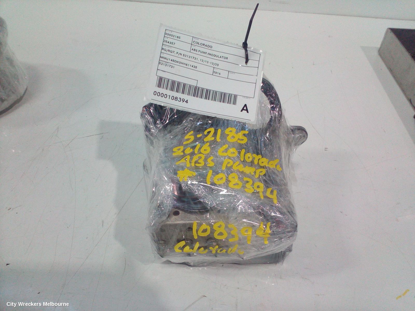 HOLDEN COLORADO ABS PUMP/MODULATOR, RG/RG7, P/N 52131731, 12/2012 - 12/2020