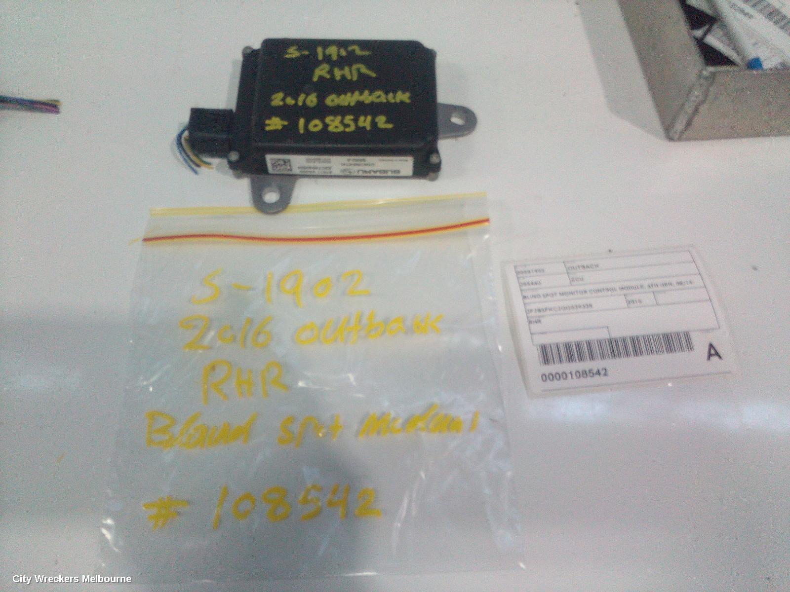 SUBARU OUTBACK, 6TH GEN, 08/2014 - 12/2020, RHR   A2C74640604  BLIND SPOT MODULE UNIT SENSOR : 108542