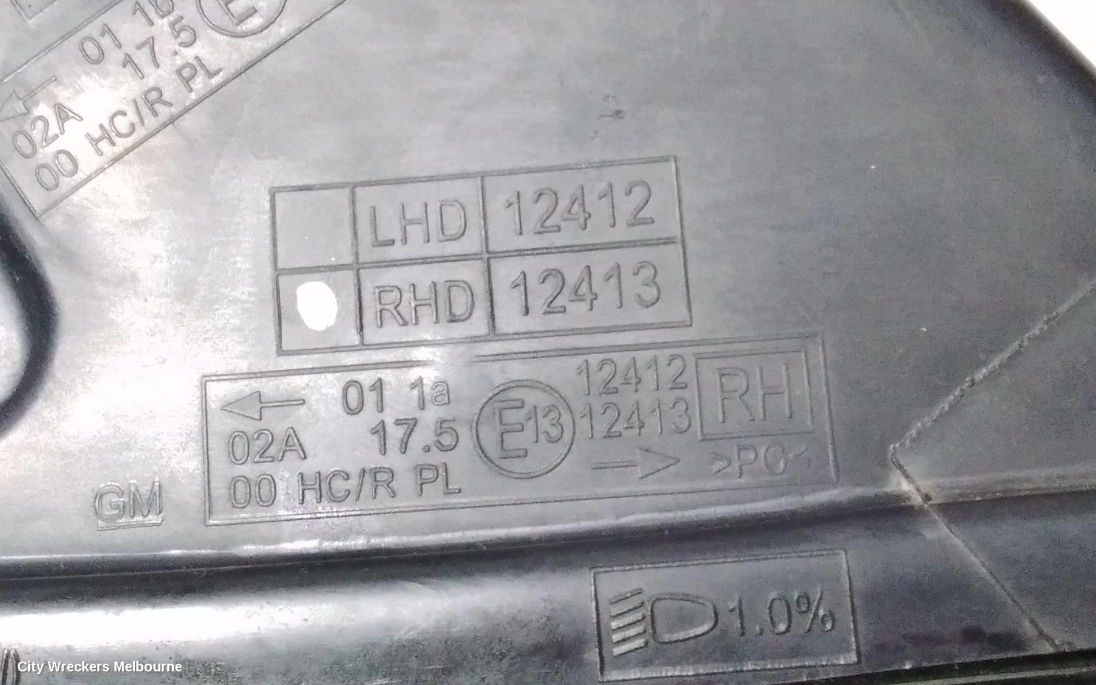 HOLDEN CRUZE RIGHT HEADLAMP, JH, EQUIPE/CD, 01/2015 - 01/2017