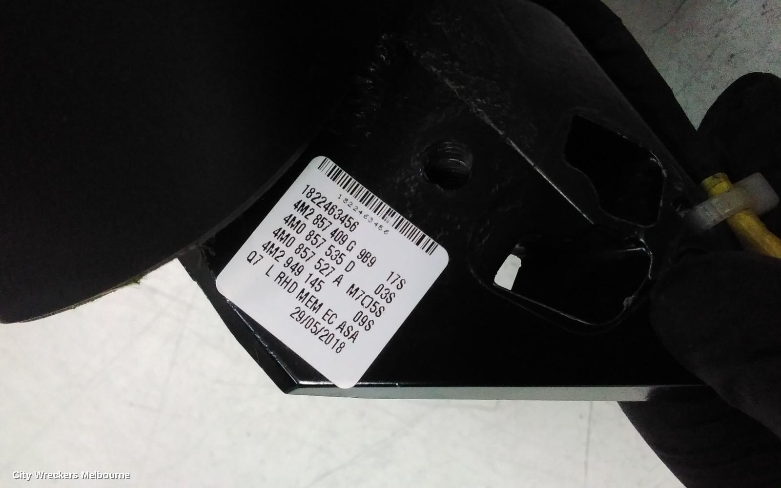 AUDI Q7 LEFT DOOR MIRROR, 4M, POWER FOLD, W/ LANE ASSIST, NON CAMERA TYPE, 09/2015 - 03/2020