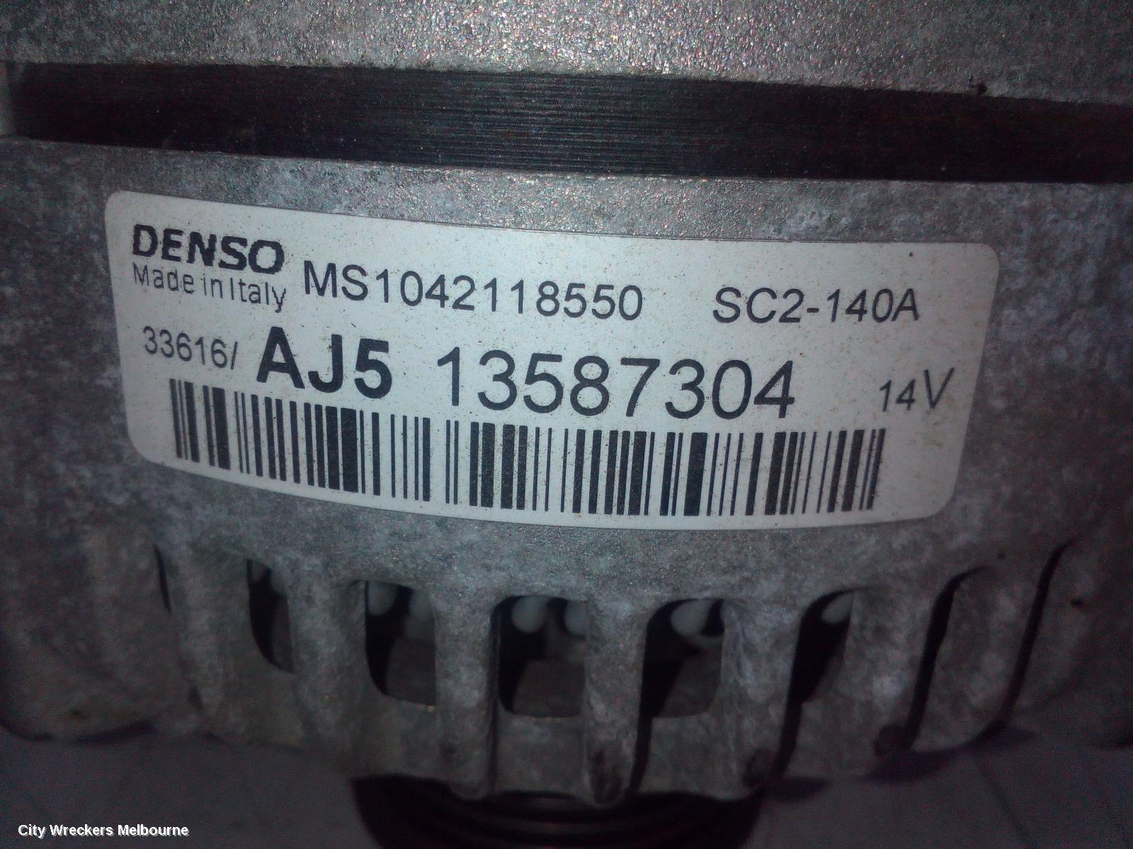 HOLDEN ASTRA ALTERNATOR, PETROL, 1.6, TURBO, 120AMP, PJ, 12/2014 - 01/2017