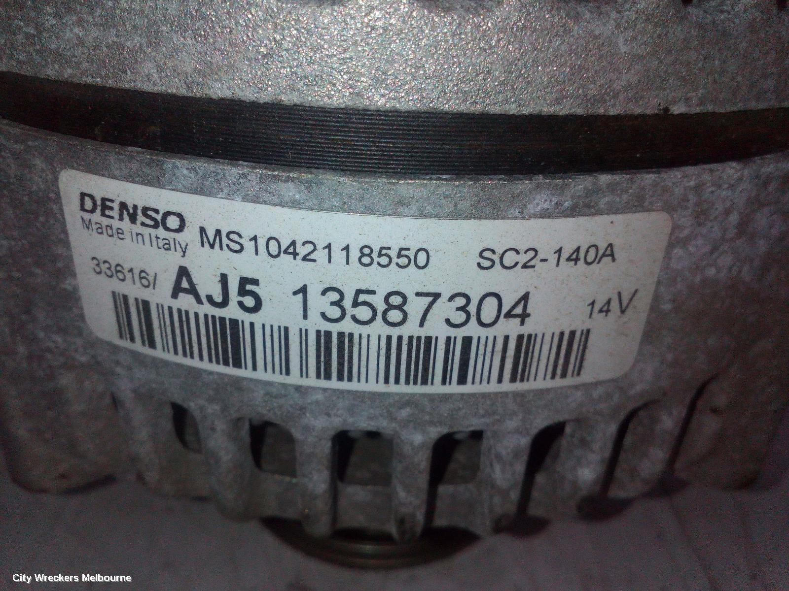 HOLDEN ASTRA ALTERNATOR, PETROL, 1.6, TURBO, 120AMP, PJ, 12/2014 - 01/2017