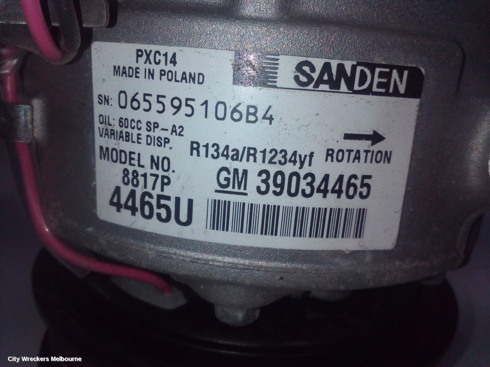HOLDEN ASTRA A/C COMPRESSOR, BK, 1.6, PETROL, 09/2016 ONWARDS