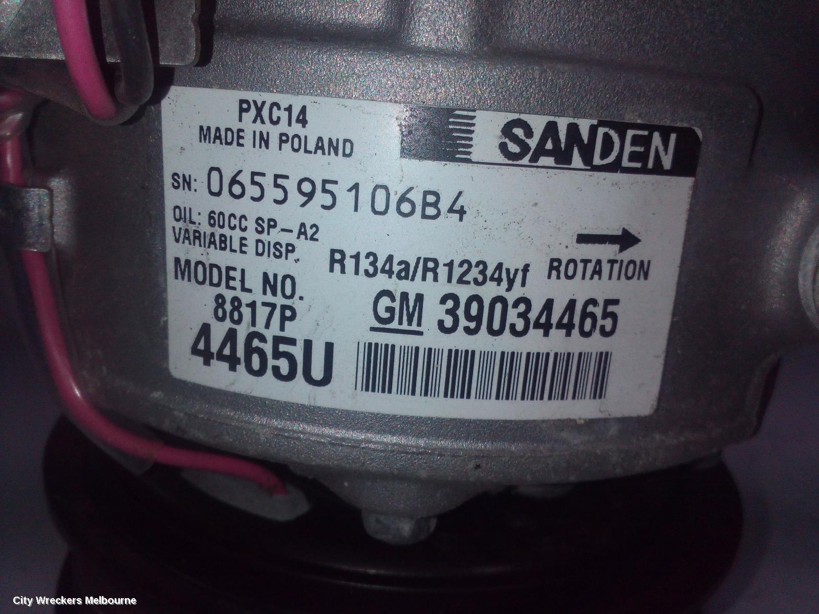 HOLDEN ASTRA A/C COMPRESSOR, BK, 1.6, PETROL, 09/2016 ONWARDS