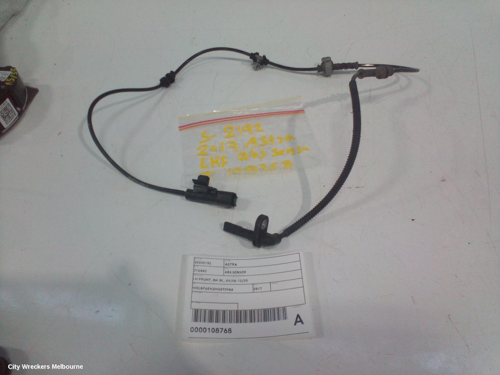 HOLDEN ASTRA ABS SENSOR, LH FRONT, BK-BL, 09/2016 - 12/2020