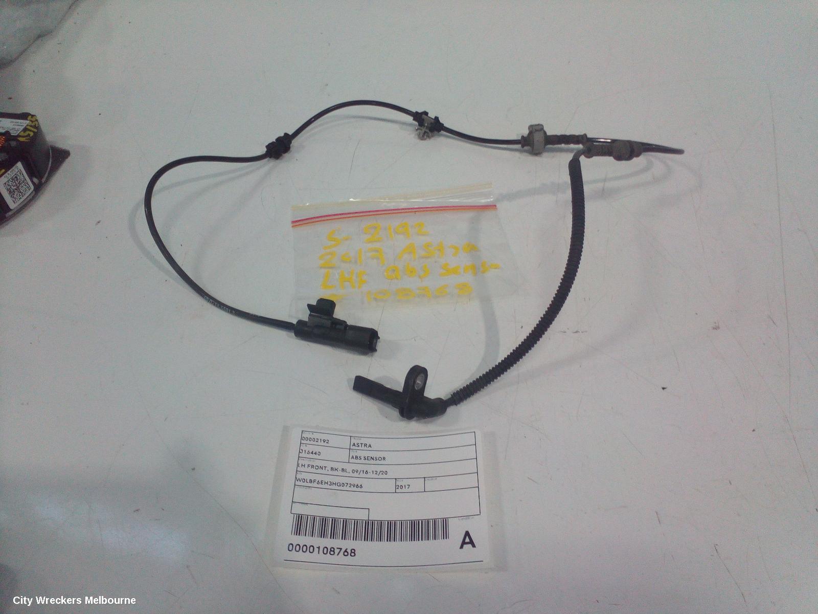 HOLDEN ASTRA ABS SENSOR, LH FRONT, BK-BL, 09/2016 - 12/2020