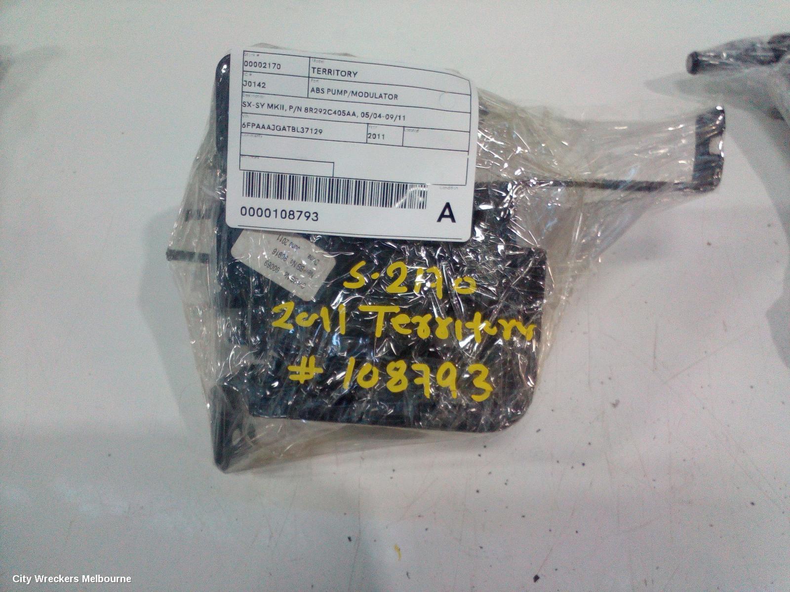 FORD TERRITORY ABS PUMP/MODULATOR, SX-SY MKII, P/N 8R292C405AA, 05/2004 - 09/2011
