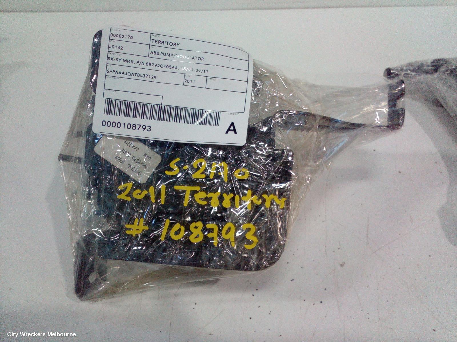 FORD TERRITORY ABS PUMP/MODULATOR, SX-SY MKII, P/N 8R292C405AA, 05/2004 - 09/2011