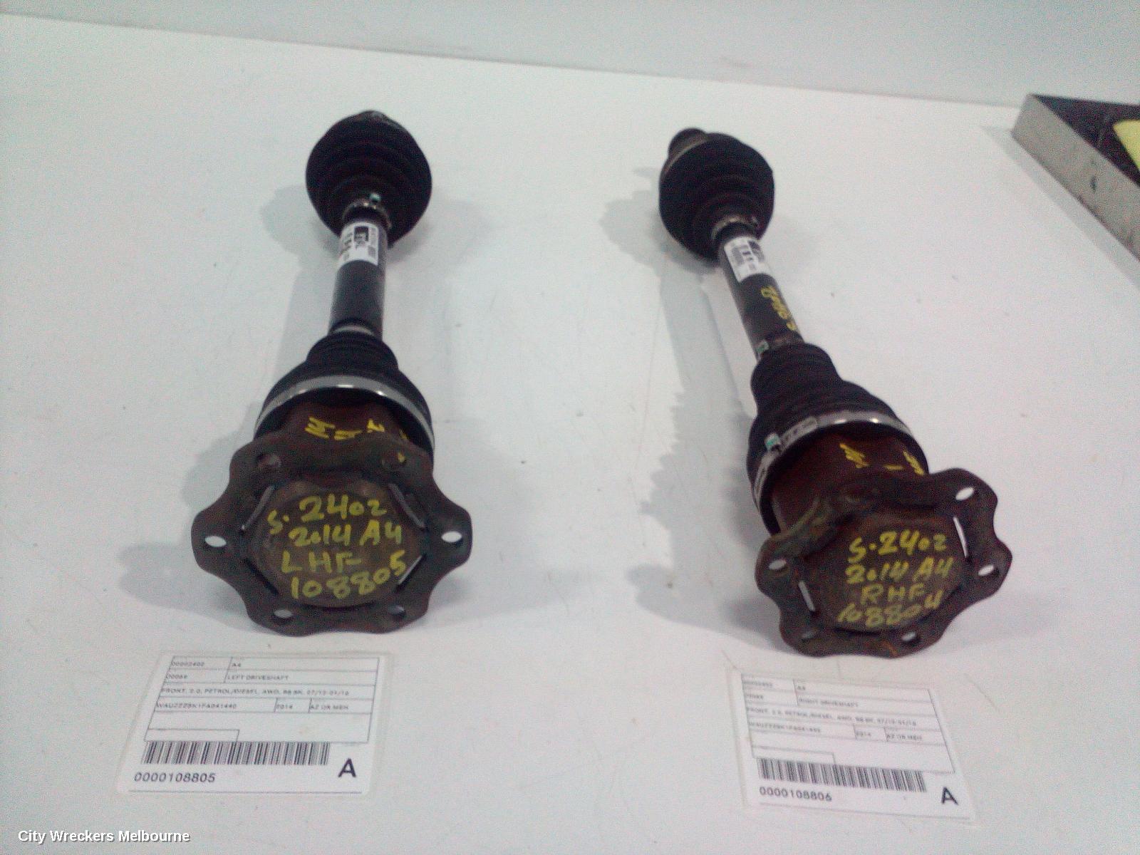AUDI A4 RIGHT DRIVESHAFT, FRONT, 2.0, PETROL, AWD, B8 8K, 02/2012 - 01/2016