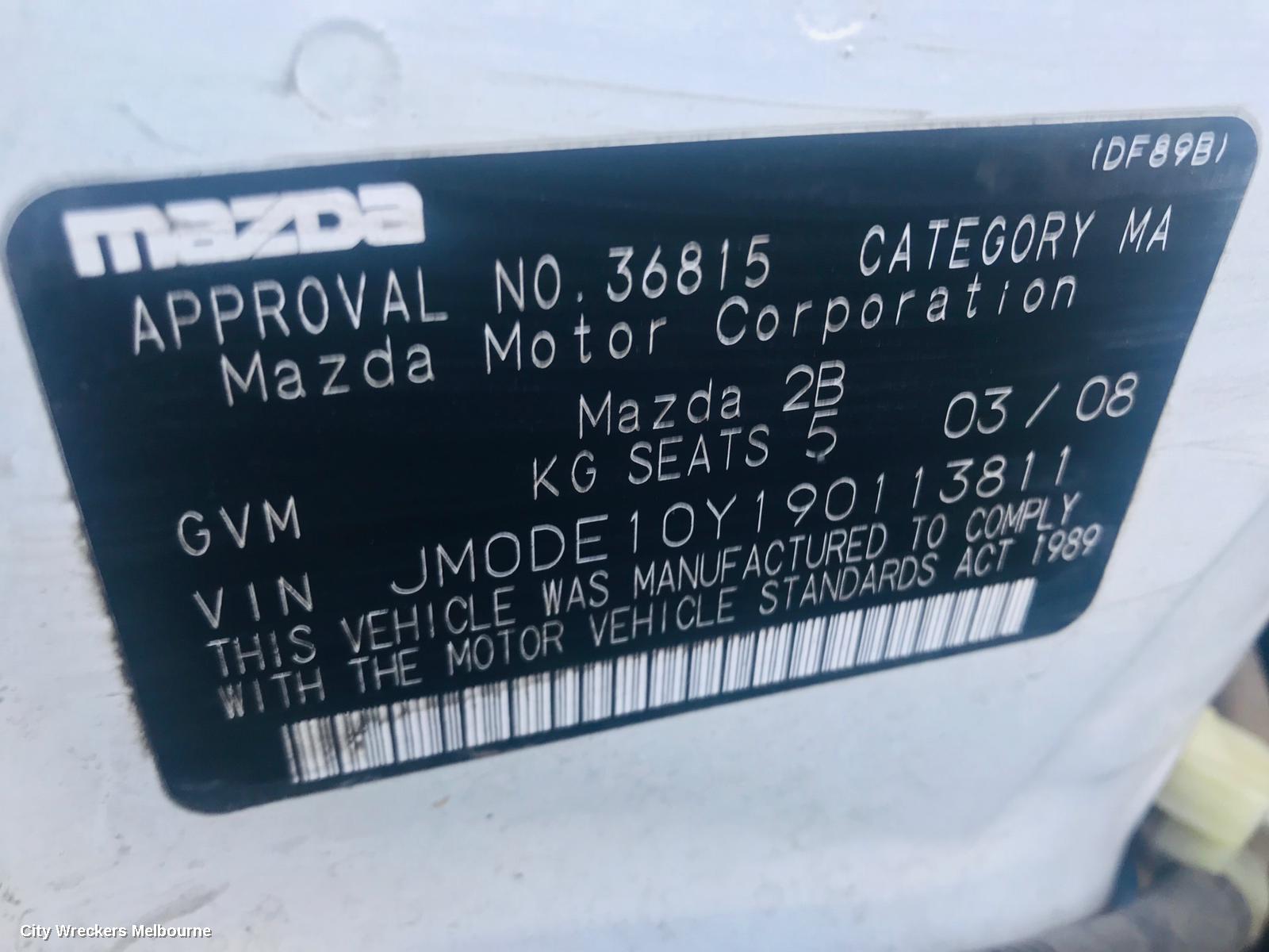 MAZDA 2 SUNVISOR, DE SERIES, RH SIDE, 09/2007 - 09/2014